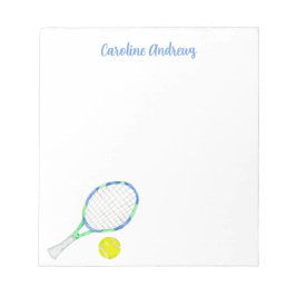 Personligen Watercolor Blue och Grönt Tennis Anteckningsblock