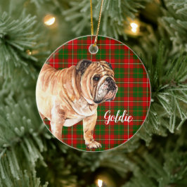 Personligen Watercolor Bulldog Julgransprydnad Keramik