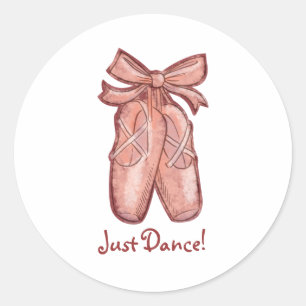 Personligen Watercolor Cute Rosa Ballet Shoes  Runt Klistermärke
