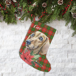Personligen Watercolor Dachshund Hund Liten Julstrumpa