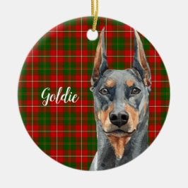 Personligen Watercolor Doberman Pinscher Hund Julgransprydnad Keramik