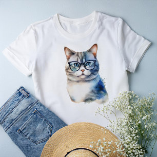 Personligen Watercolor Grått Tabby katt T Shirt