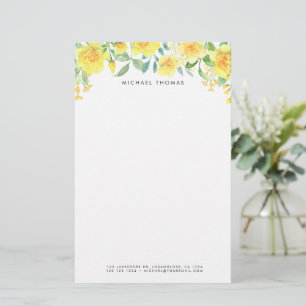 Personligen Watercolor Gult Summer Flowers Brevpapper