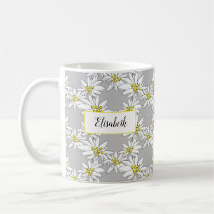 Personligen Watercolor Hand-Drawn Edelweiss Kaffemugg