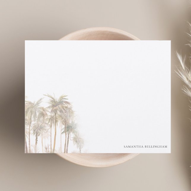 Personligen Watercolor Handflatan Träd Anteckningskort (Watercolor Palm Trees Personalized Note Card)