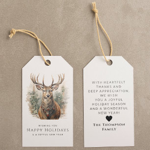 Personligen Watercolor Hjort Reindeer jul Presentetikett