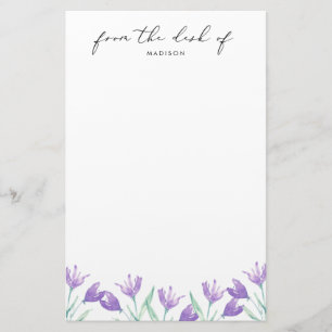 Personligen Watercolor Lilac Flowers Brevpapper