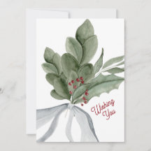 Personligen Watercolor Mistletoe Greenery