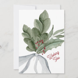 Personligen Watercolor Mistletoe Greenery Julkort