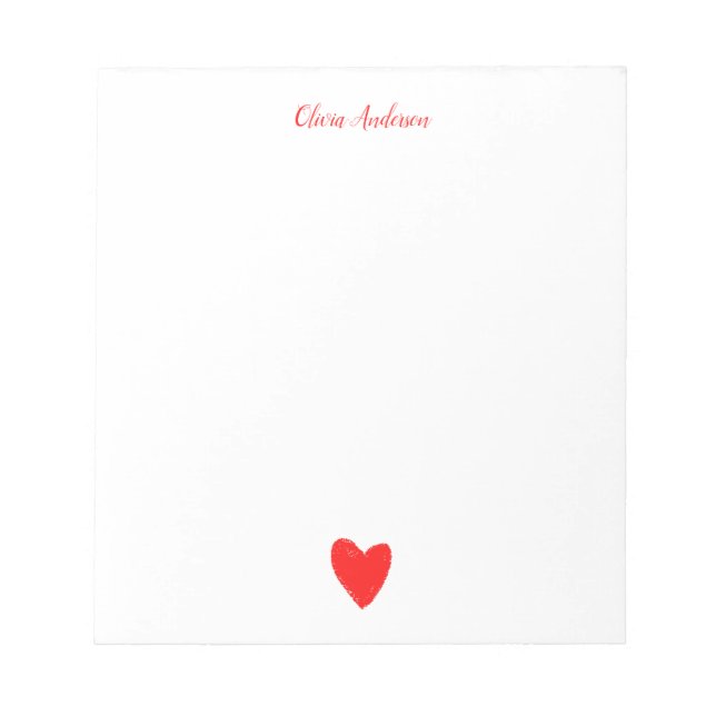 Personligen Watercolor Red Heart Valentines day Anteckningsblock (Framsida)
