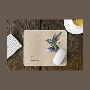 Personligen Watercolor, vacker Hummingbird Musmatta