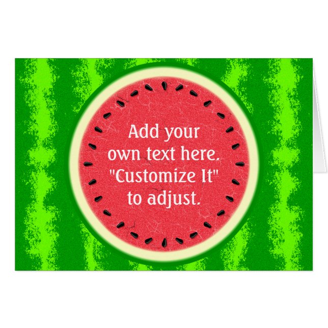 Personligen Watermelon Segce Summer Fruit Hälsningskort (Framsidan Horizontal)