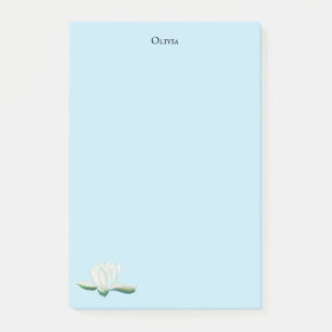 Personligen White Lotus Flower Illustration Post-it Block