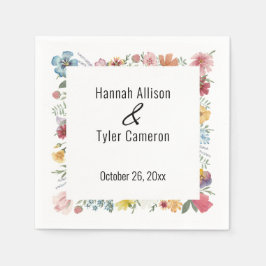 Personligen Wildblommor med flera färger i vattenf Pappersservett