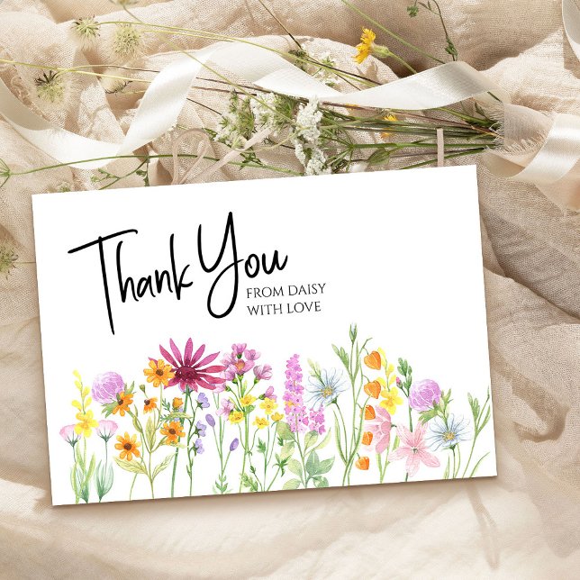 Personligen Wildblomsskugga Tack Kort (Thank you card from my Wildflower Meadow collection)