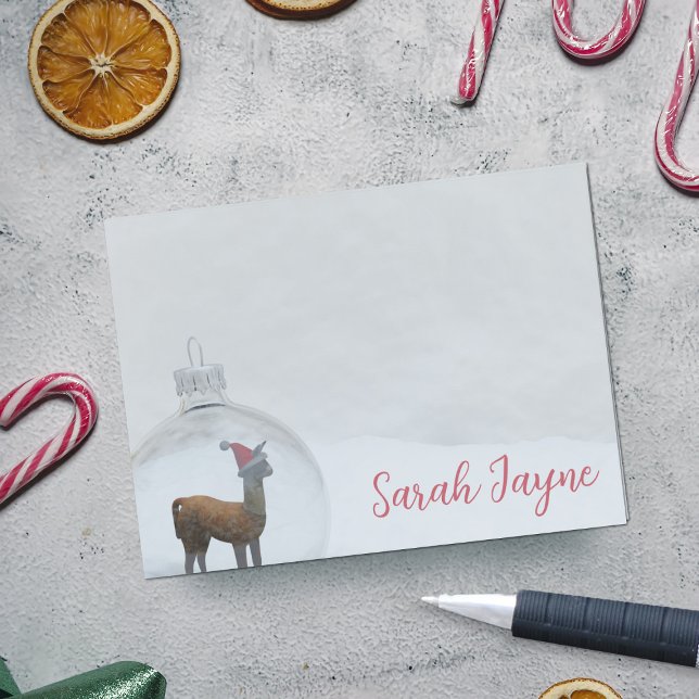 Personligen Winter Llama Snö Funny jul Post-it Block (Fun and festive post it notes with space for your name)