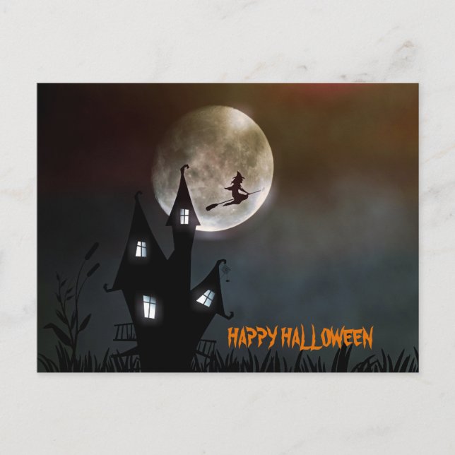 Personligen Witch Flies Happy halloween Vykort (Framsida)