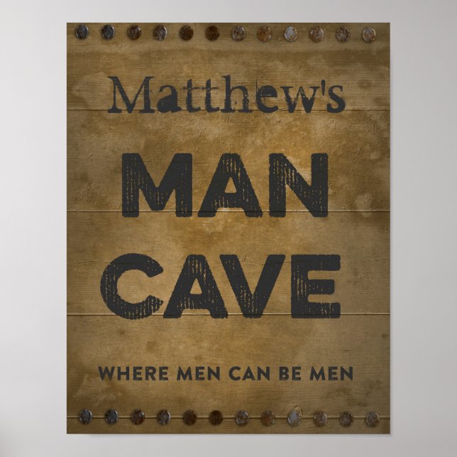 Personligen Wood Man Cave Poster (Framsidan)