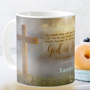 Personligen Wooden Kor Bible Verse Kaffemugg