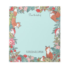 Personligen Woodland Blue Fox Foxes Forest Löv Anteckningsblock