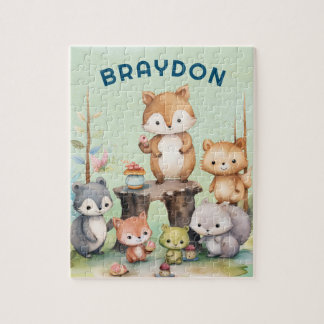 Personligen Woodland Forest Animals Kids Pussel