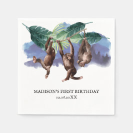 Personligen Woodland Monkey Birthday Pappersservett