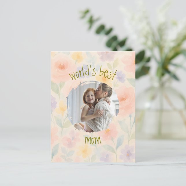Personligen World's Best Mamma' Blommigt Card Vykort (Stående Fram)