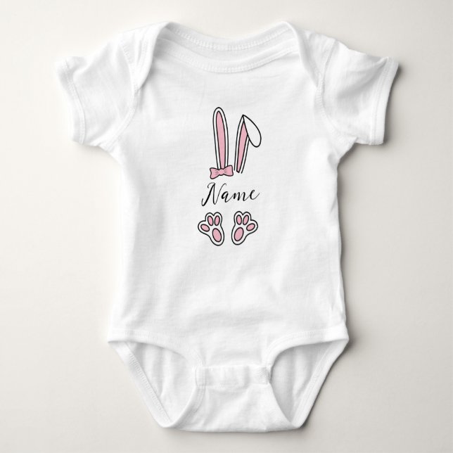 Personligens anpassade namn Bunny Monogram Flicka T Shirt (Framsida)