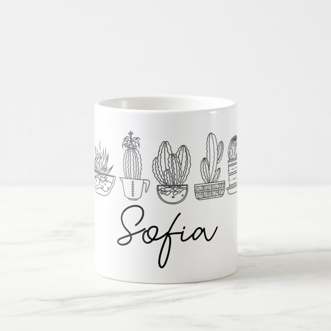 Personligens anpassade namn Cactus Succulent Kaffemugg (Center)