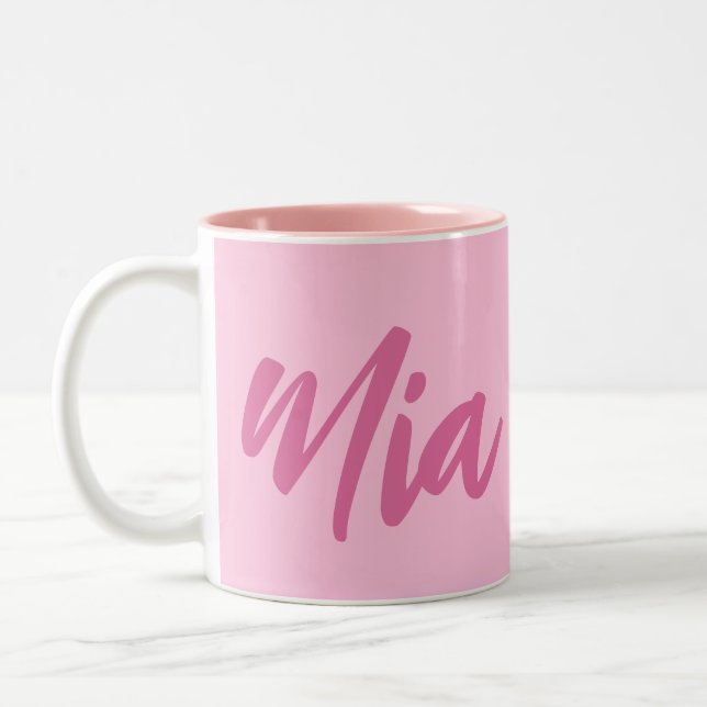 Personligens anpassade namn Minimal monogram Mugg. Två-Tonad Mugg (Vänster)