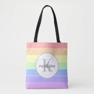 Personligens anpassade namn Monogram Rainbow rand Tygkasse