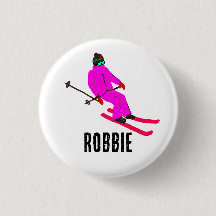 Personligens anpassade namn Retro Rosa Skier Girl