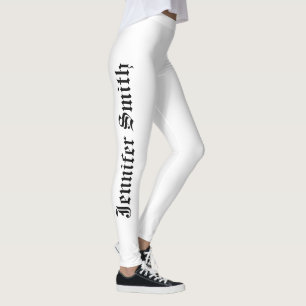 Personligens anpassade namntext svart och vit förk leggings