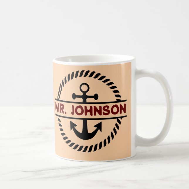 Personligens anpassningsbar Kaptengåva för marinbl Kaffemugg (Höger)