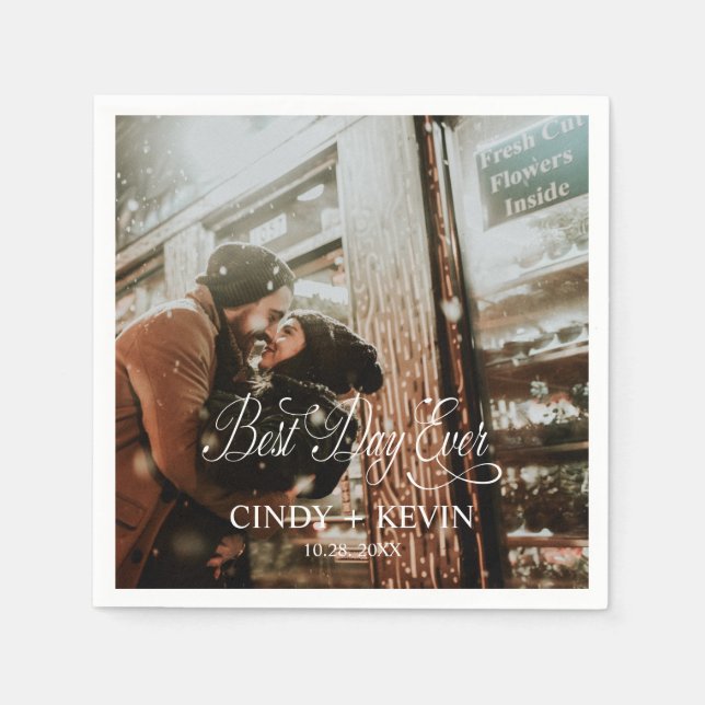 Personligens bästa dag någonsin Foto Bröllop Pappe Pappersservett (Framsidan)