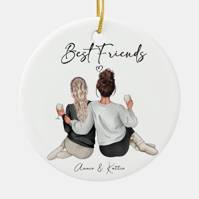 Personligens bästa Friend-utskrift, bästa Friend-g Julgransprydnad Keramik (Framsidan)