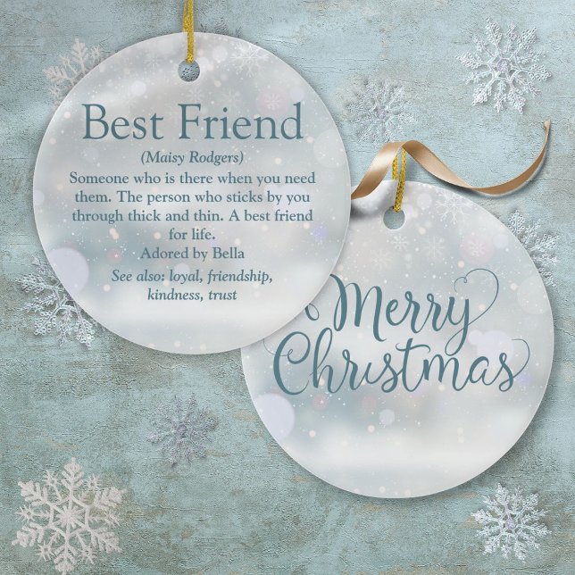 Personligens bästa julhelg för vänskapsdefinition julgransprydnad keramik (Personalized Best Friend Definition Christmas Ceramic Ornament)