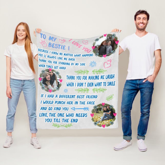 Personligens bästa vän Avstånd 3 foto Fleecefilt (På plats)