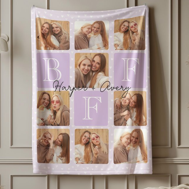 Personligens bästa vänner för 9 Photo Collage Fleecefilt (Celebrate your unbreakable bond with this "Best Friends Forever" photo blanket! )