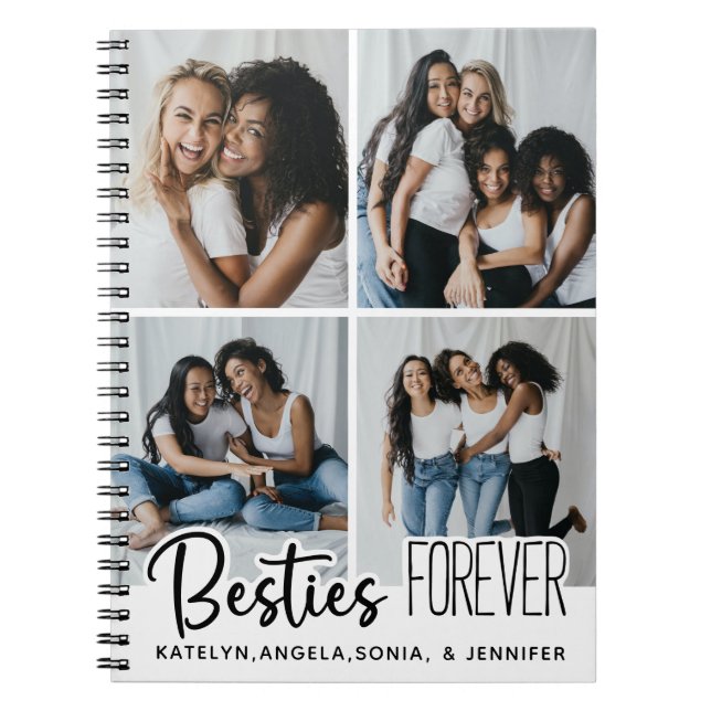 Personligens bästa vänner över 4 fotokollage anteckningsbok (Framsidan)