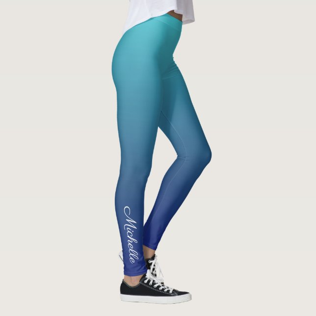 Personligens blå ombre-övertoning leggings (Höger)