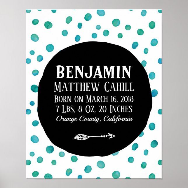 Personligens blåa dekorfärg poster tryck (Framsidan)