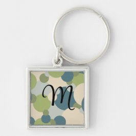 Personligens blåfärgade molekylkedja för gröntar fyrkantig silverfärgad nyckelring