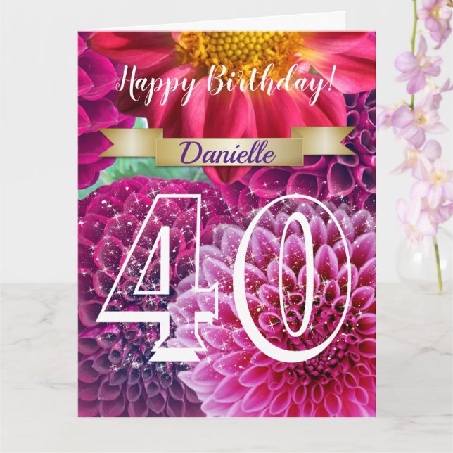 Personligens Blommigt 40:e födelsedagshälsningskor Kort (Orkide)
