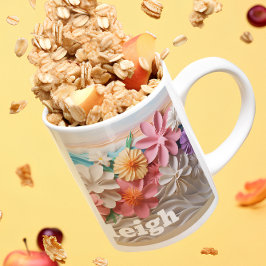 Personligens Blommigt över 3D-utseende Beach Kaffemugg