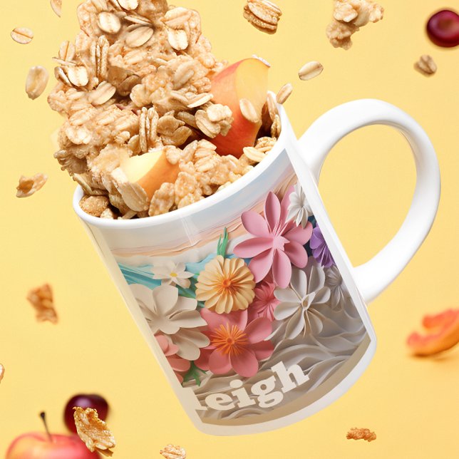 Personligens Blommigt över 3D-utseende Beach Kaffemugg (Skapare uppladdad)
