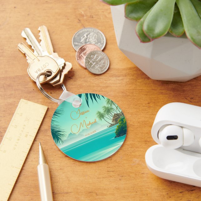 Personligens bröllopsförmån för strand nyckelring (Skrivbord)