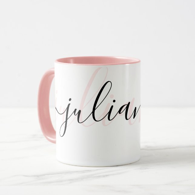 Personligens chic  rosa och svart  mugg (Framsida vänster)