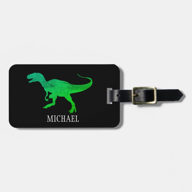 Personligens dinosaurierresa bagagebricka (Horisontell Framsida)