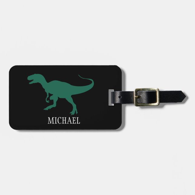 Personligens dinosaurierresa bagagebricka (Horisontell Framsida)
